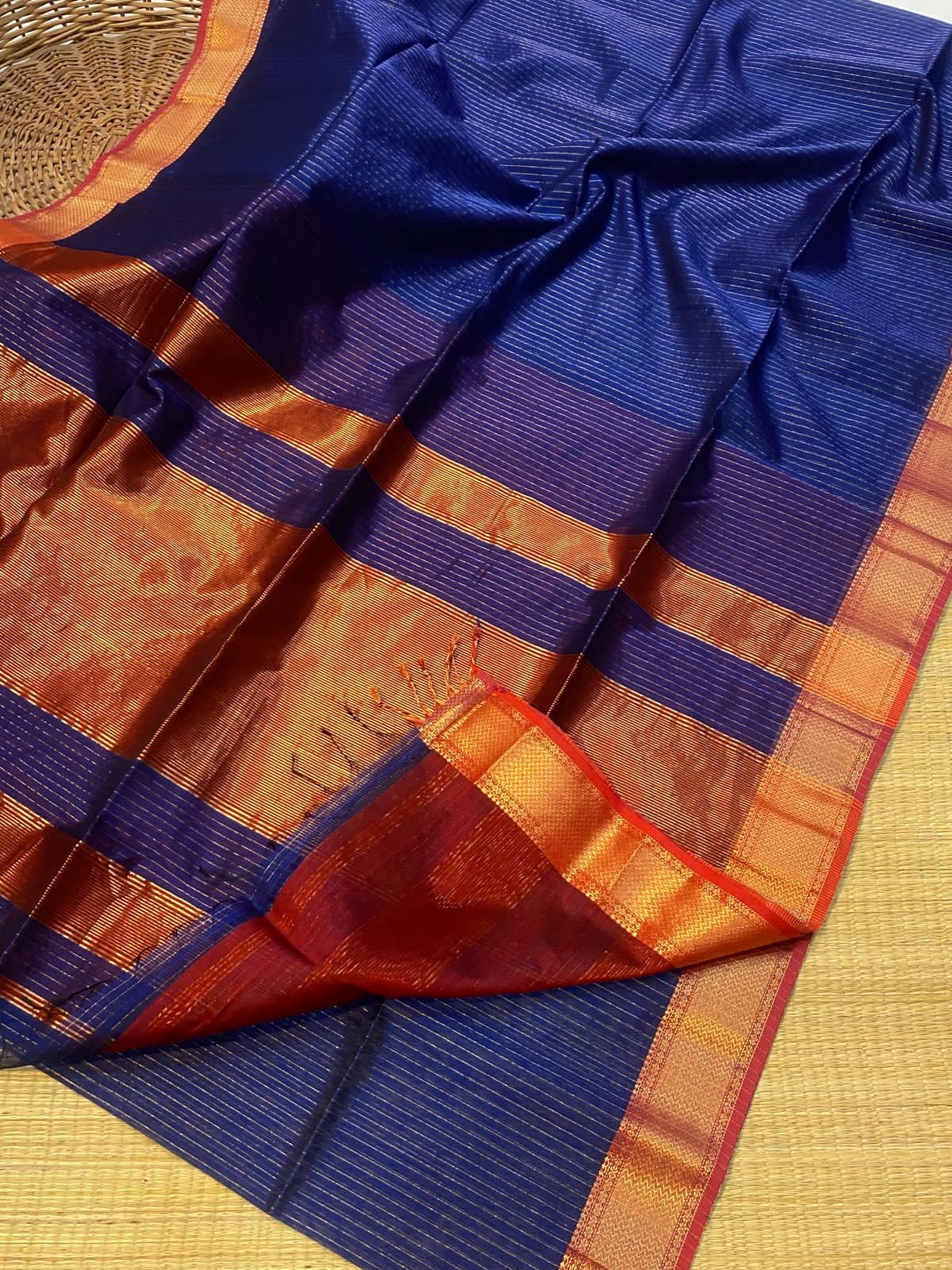 Maheshwari Silk Saree with Zari Checks and Heavy Pallu - Image 3