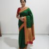 Green Chanderi  Katan Silk Saree with Nakshi Border & Zari buties and Rich Pallu