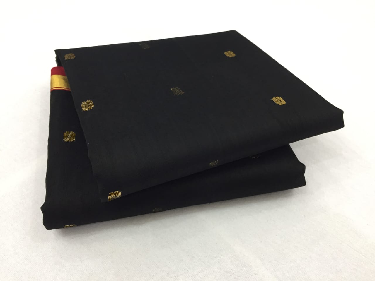 Black Chanderi Katan Silk Saree with Zari buties - Image 6